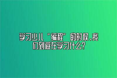 学习少儿“编程”的时候，我们到底在学习什么？