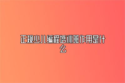 正规少儿编程培训班作用是什么 