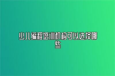 少儿编程培训机构可以选择哪些 