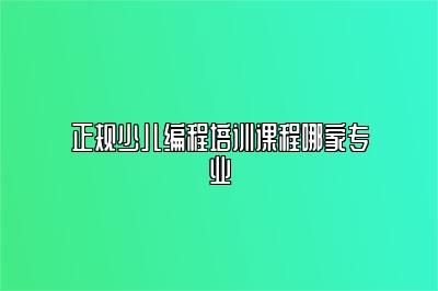 正规少儿编程培训课程哪家专业 