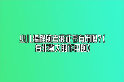 少儿编程的考级证书有用吗？（有非常大的作用的）