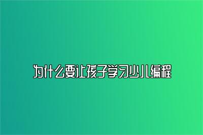 为什么要让孩子学习少儿编程