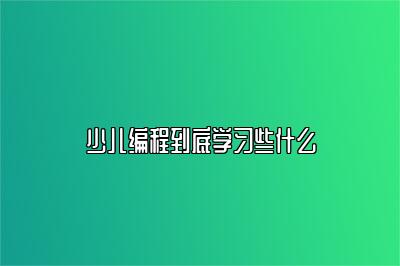 少儿编程到底学习些什么 