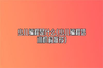 少儿编程是什么(少儿编程培训机构推荐)