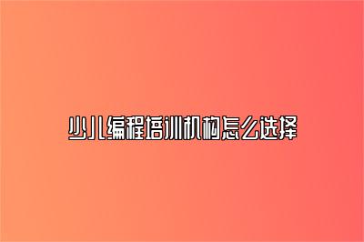 少儿编程培训机构怎么选择 