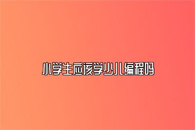 小学生应该学少儿编程吗 