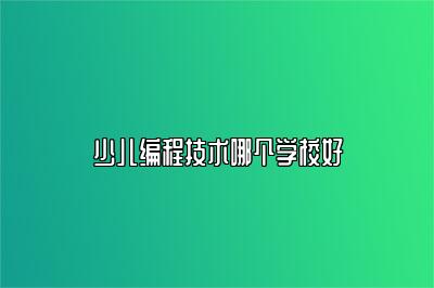 少儿编程技术哪个学校好 