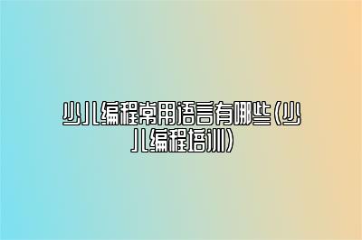 少儿编程常用语言有哪些（少儿编程培训）