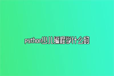 python少儿编程学什么的 