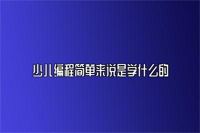 少儿编程简单来说是学什么的 