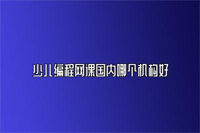 少儿编程网课国内哪个机构好 