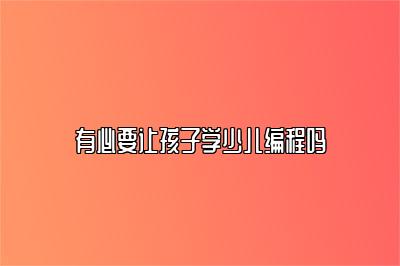 有必要让孩子学少儿编程吗 