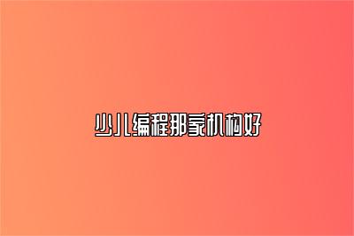 少儿编程那家机构好 