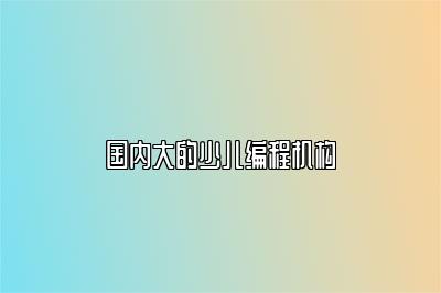 国内大的少儿编程机构 