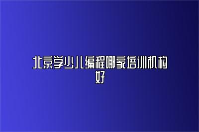 北京学少儿编程哪家培训机构好 