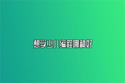 想学少儿编程哪种好 