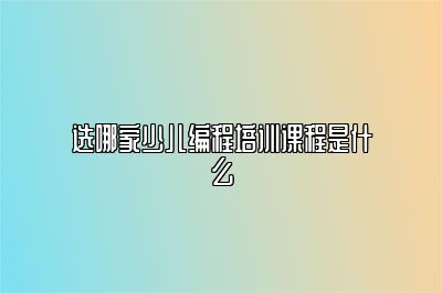 选哪家少儿编程培训课程是什么 