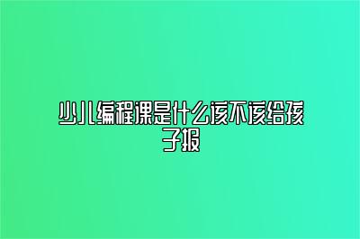 少儿编程课是什么该不该给孩子报 