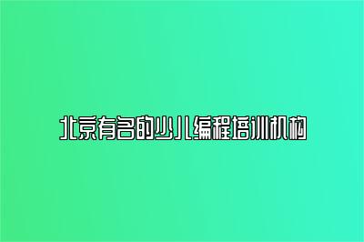 北京有名的少儿编程培训机构