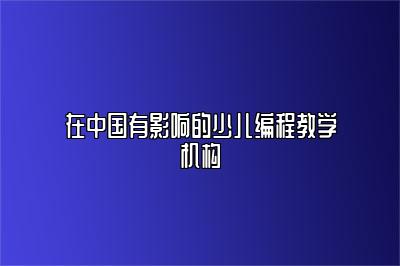 在中国有影响的少儿编程教学机构 