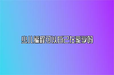 少儿编程可以自己在家学吗 