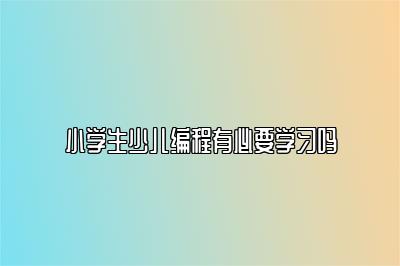 小学生少儿编程有必要学习吗