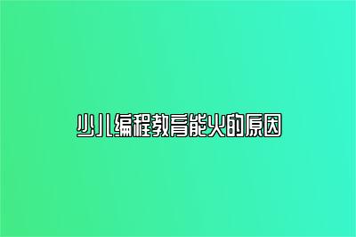 少儿编程教育能火的原因 