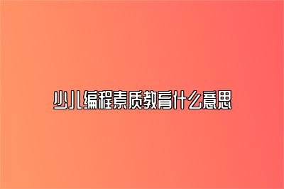 少儿编程素质教育什么意思 