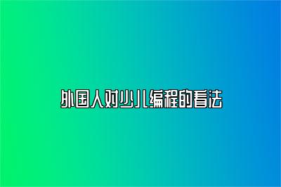 外国人对少儿编程的看法