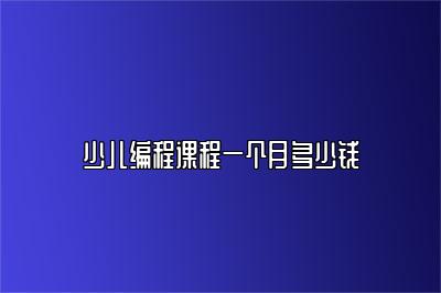 少儿编程课程一个月多少钱 