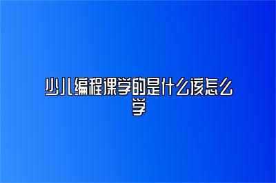 少儿编程课学的是什么该怎么学 