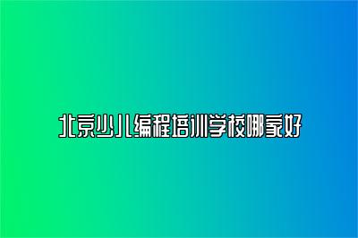 北京少儿编程培训学校哪家好 