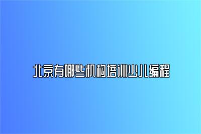 北京有哪些机构培训少儿编程 