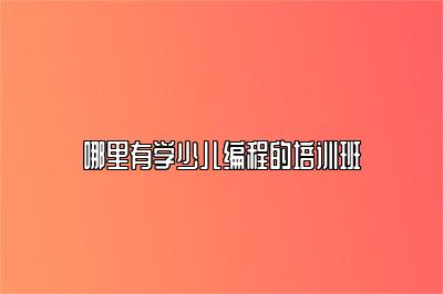 哪里有学少儿编程的培训班 