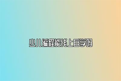 少儿编程能线上自学吗