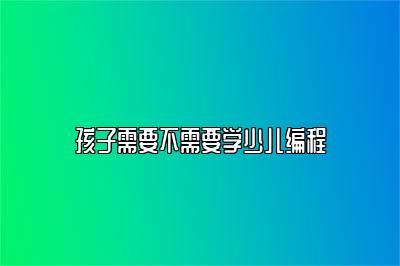 孩子需要不需要学少儿编程 