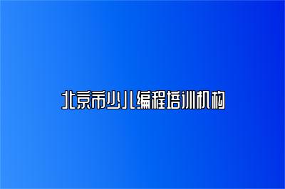 北京市少儿编程培训机构