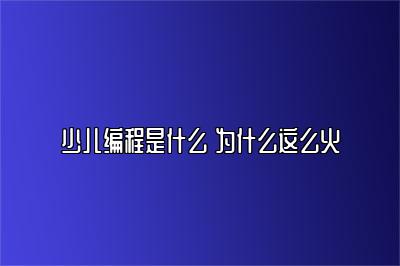 少儿编程是什么 为什么这么火 