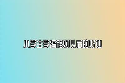 小学生学编程对以后的好处 