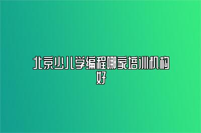 北京少儿学编程哪家培训机构好 