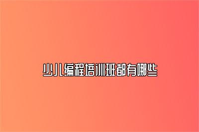 少儿编程培训班都有哪些 