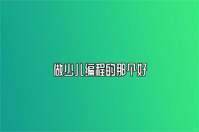 做少儿编程的那个好 