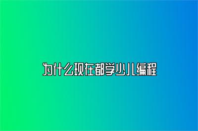 为什么现在都学少儿编程 