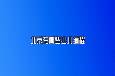 北京有哪些少儿编程 
