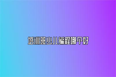 培训班少儿编程哪个好 