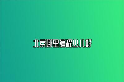 北京哪里编程少儿好 