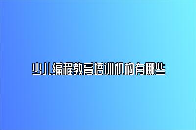 少儿编程教育培训机构有哪些 
