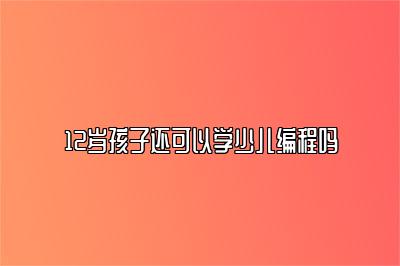 12岁孩子还可以学少儿编程吗 
