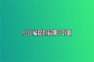 少儿编程机构哪个好啊 