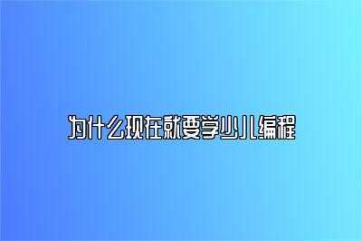 为什么现在就要学少儿编程 